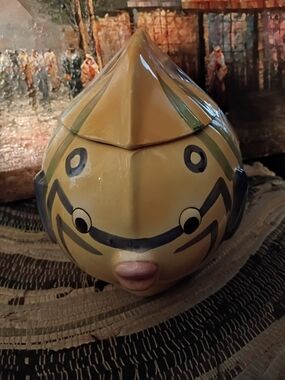 Hand-Painted Yellow Ceramic Fish Jar with Lid - Home Accents MONTGOMERY WARD 🐠